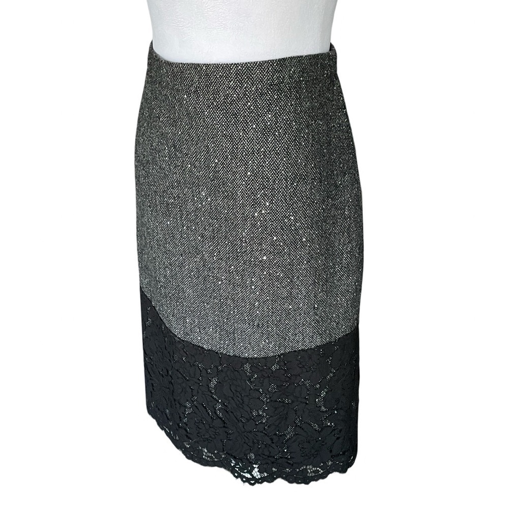 J. Crew The Perfect Party Skirt Tweed Wool Blend and Lace Size 6
